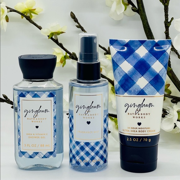 Bath and Body Works Travel Size Gingham Gift Box Set Fragrance, Gel, Body Cream - Picture 2 of 8